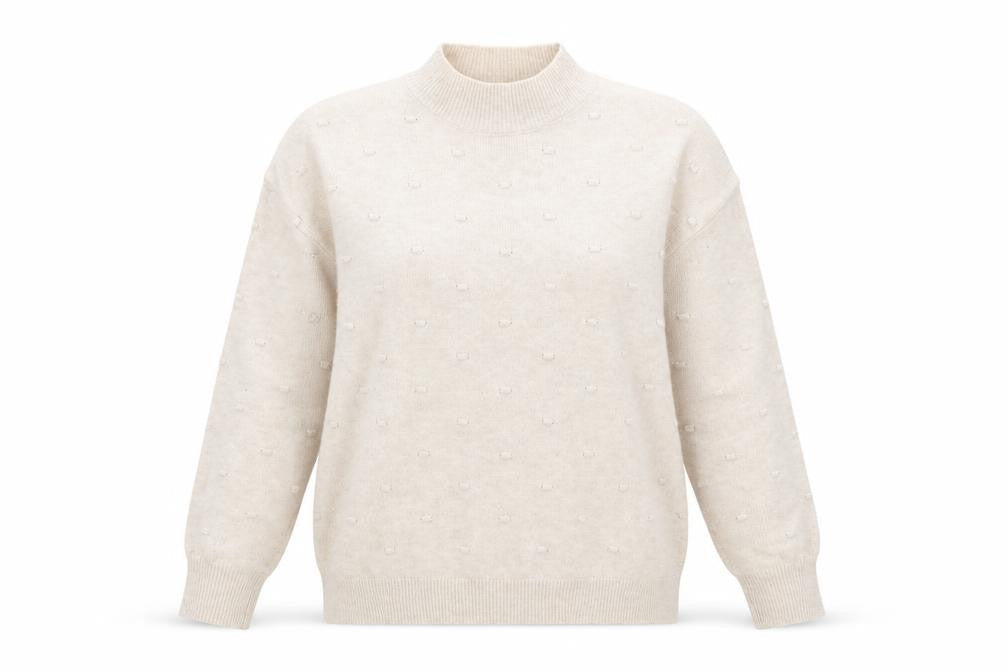 Oasis Womens Beige High Neck Polyester Pullover Jumper Size S