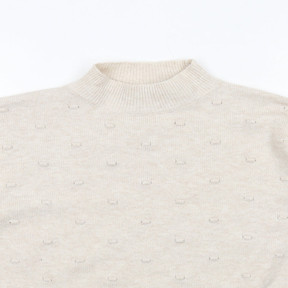 Oasis Womens Beige High Neck Polyester Pullover Jumper Size S