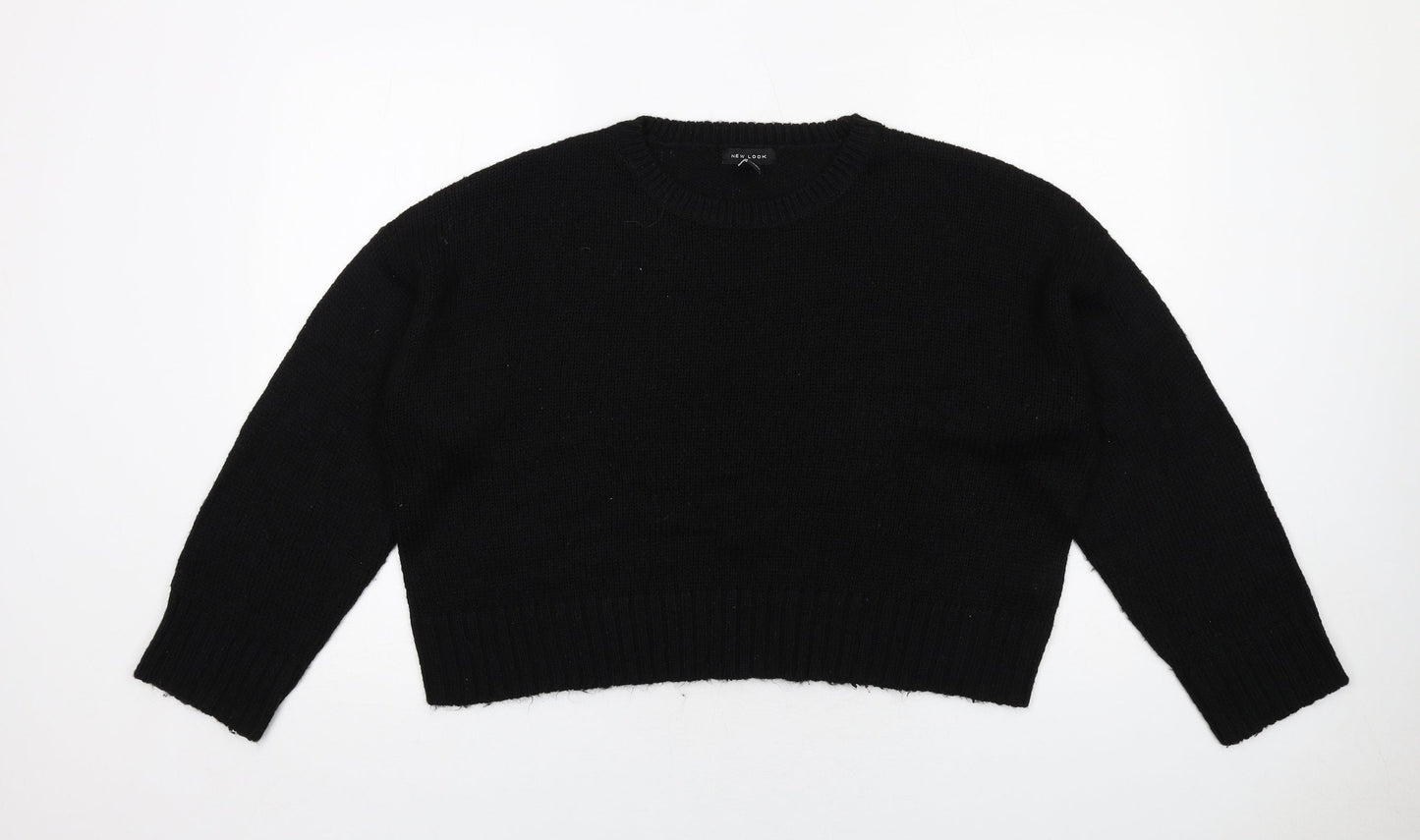 New Look Womens Black Round Neck Acrylic Pullover Jumper Size L