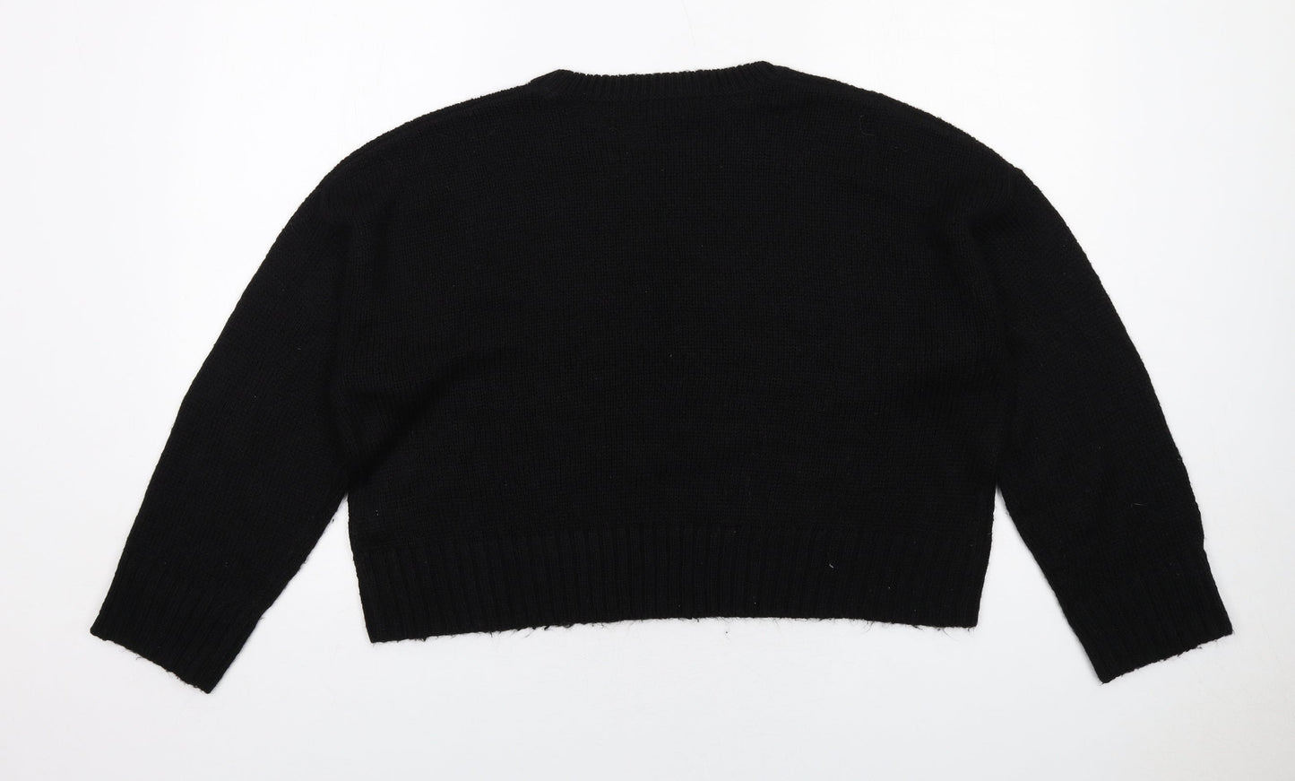 New Look Womens Black Round Neck Acrylic Pullover Jumper Size L