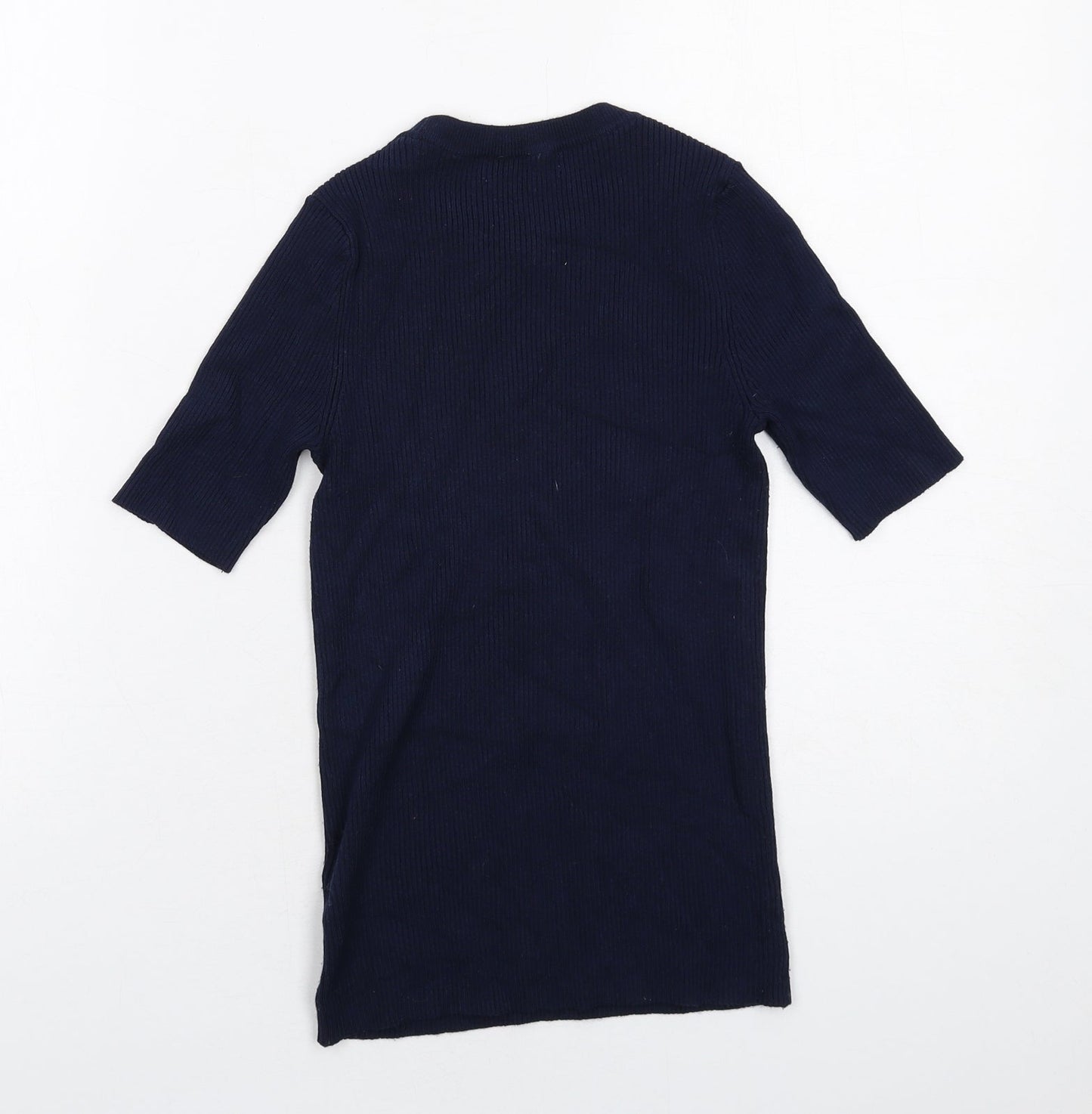 Marks and Spencer Womens Blue Round Neck Viscose Pullover Jumper Size S