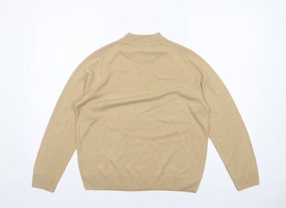 Classics Womens Beige Mock Neck Acrylic Pullover Jumper Size 14