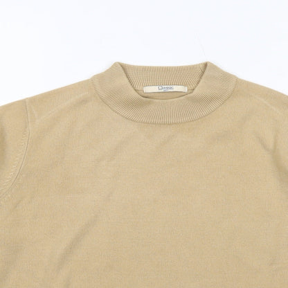 Classics Womens Beige Mock Neck Acrylic Pullover Jumper Size 14