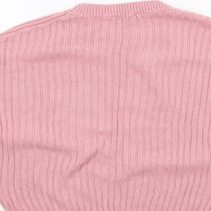 Dorothy Perkins Womens Pink Round Neck Acrylic Pullover Jumper Size 8