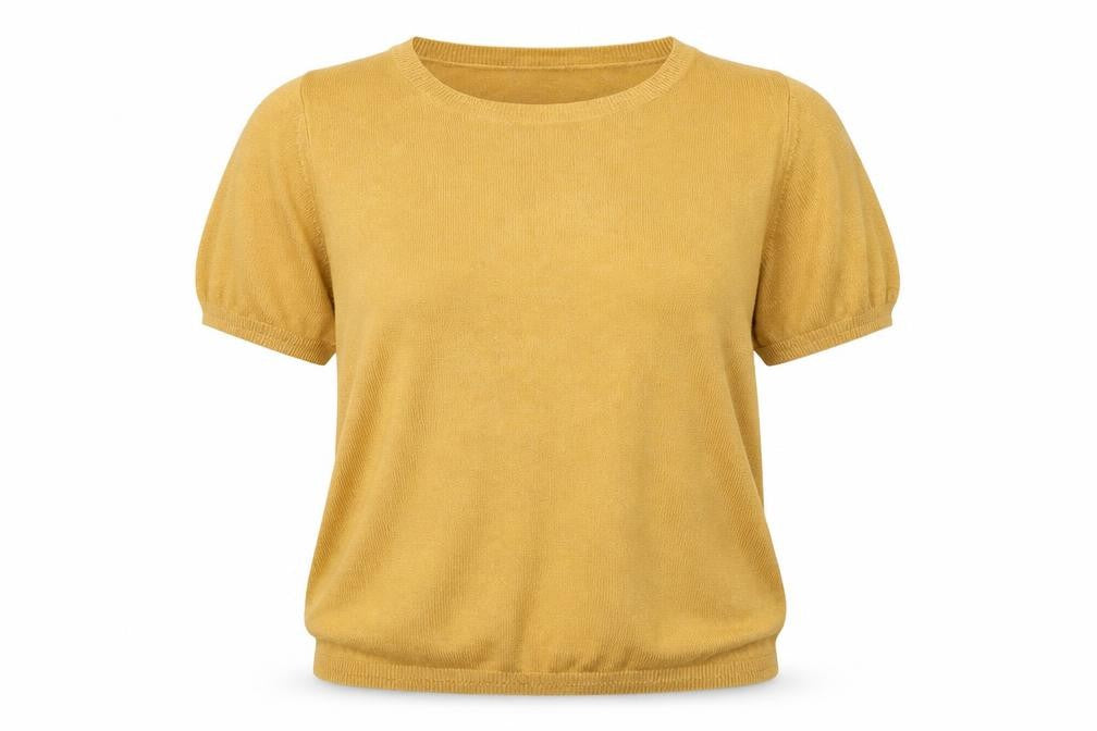 Classic Womens Yellow Round Neck Acrylic Pullover Jumper Size 16