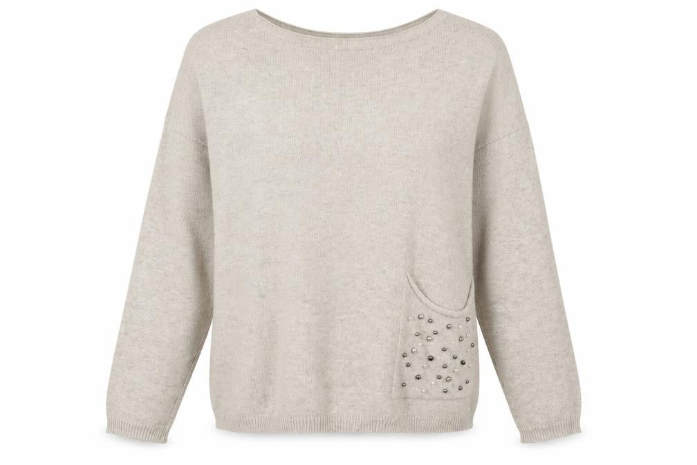 Andamio Womens Beige Round Neck Acrylic Pullover Jumper Size 14