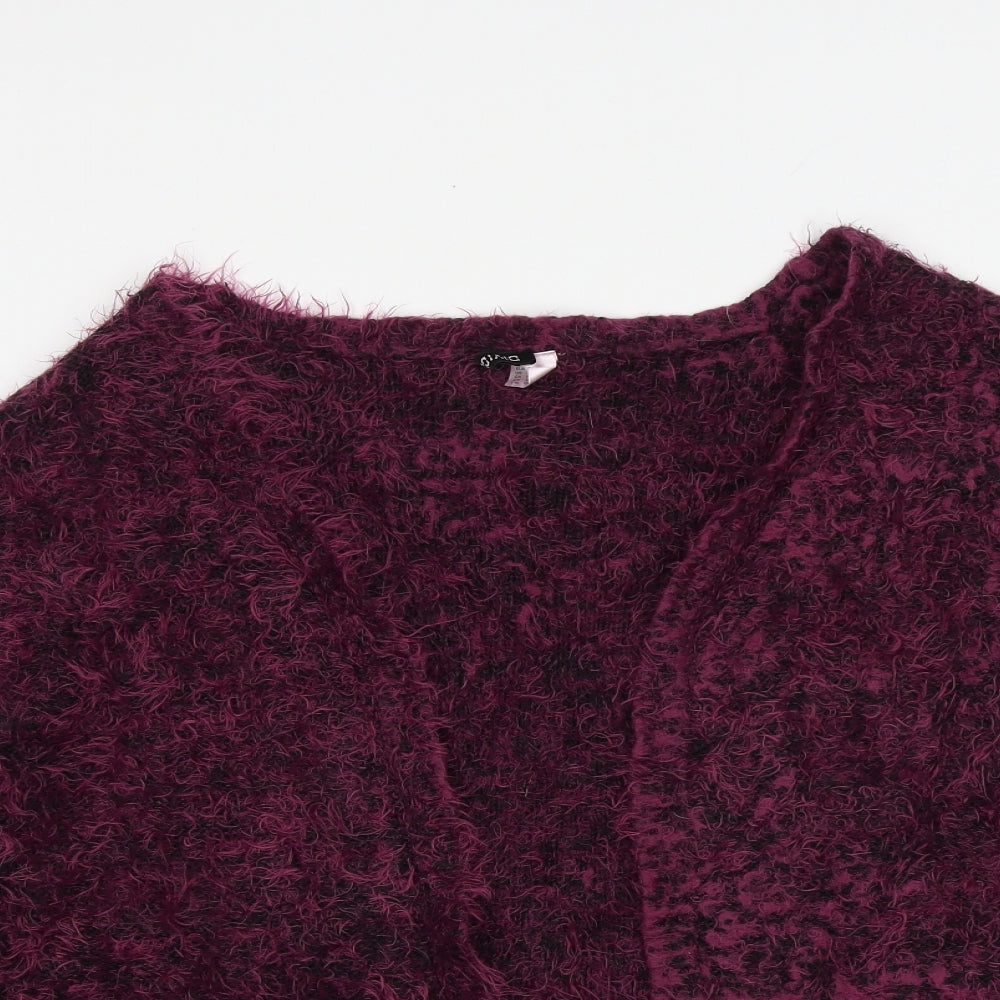 H&M Womens Purple V-Neck Acrylic Cardigan Jumper Size S