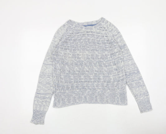 Red Herring Womens Blue Round Neck Acrylic Pullover Jumper Size 12