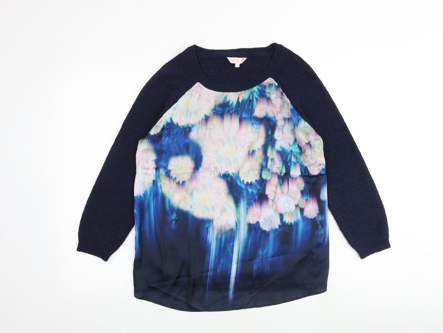 Butterfly Womens Blue Round Neck Polyester Pullover Jumper Size 14