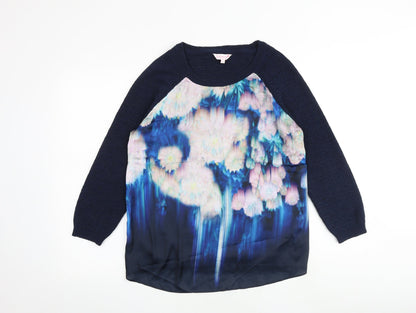 Butterfly Womens Blue Round Neck Polyester Pullover Jumper Size 14