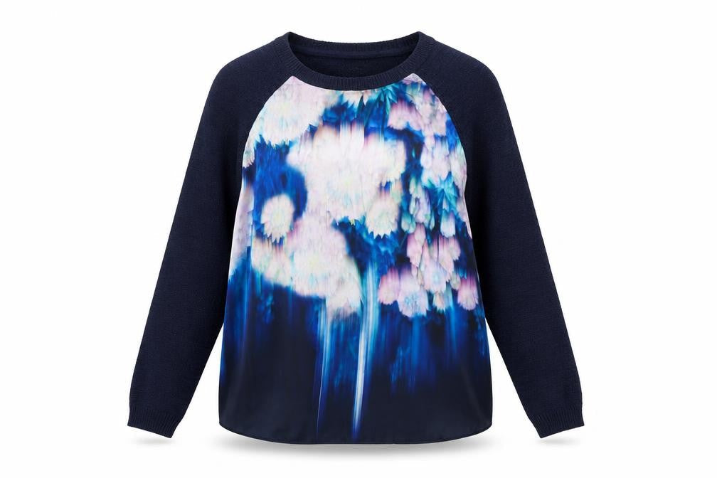 Butterfly Womens Blue Round Neck Polyester Pullover Jumper Size 14