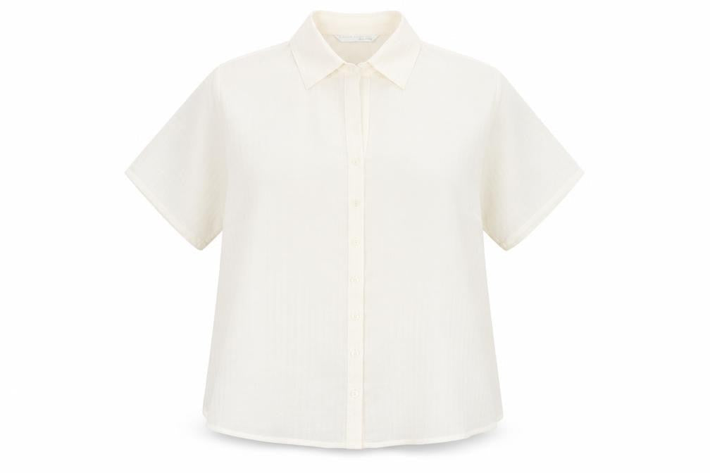 AMARANTO Womens Ivory Polyester Basic Button-Up Size 18 Collared