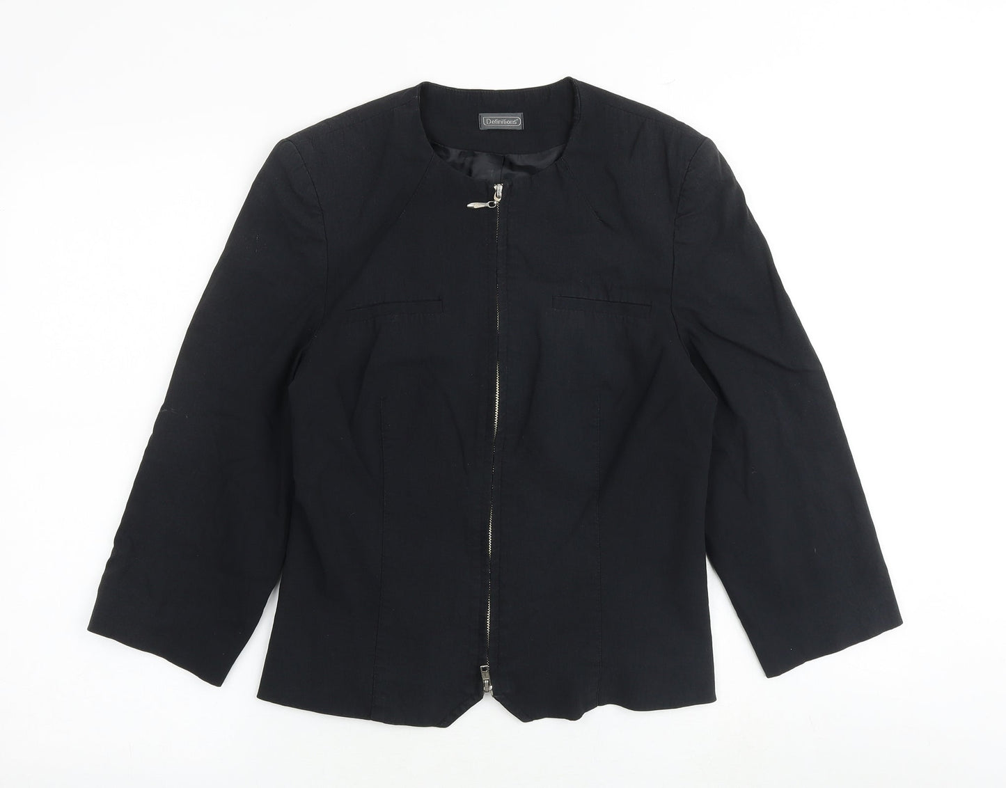 Definitions Womens Black Jacket Blazer Size 10 Zip