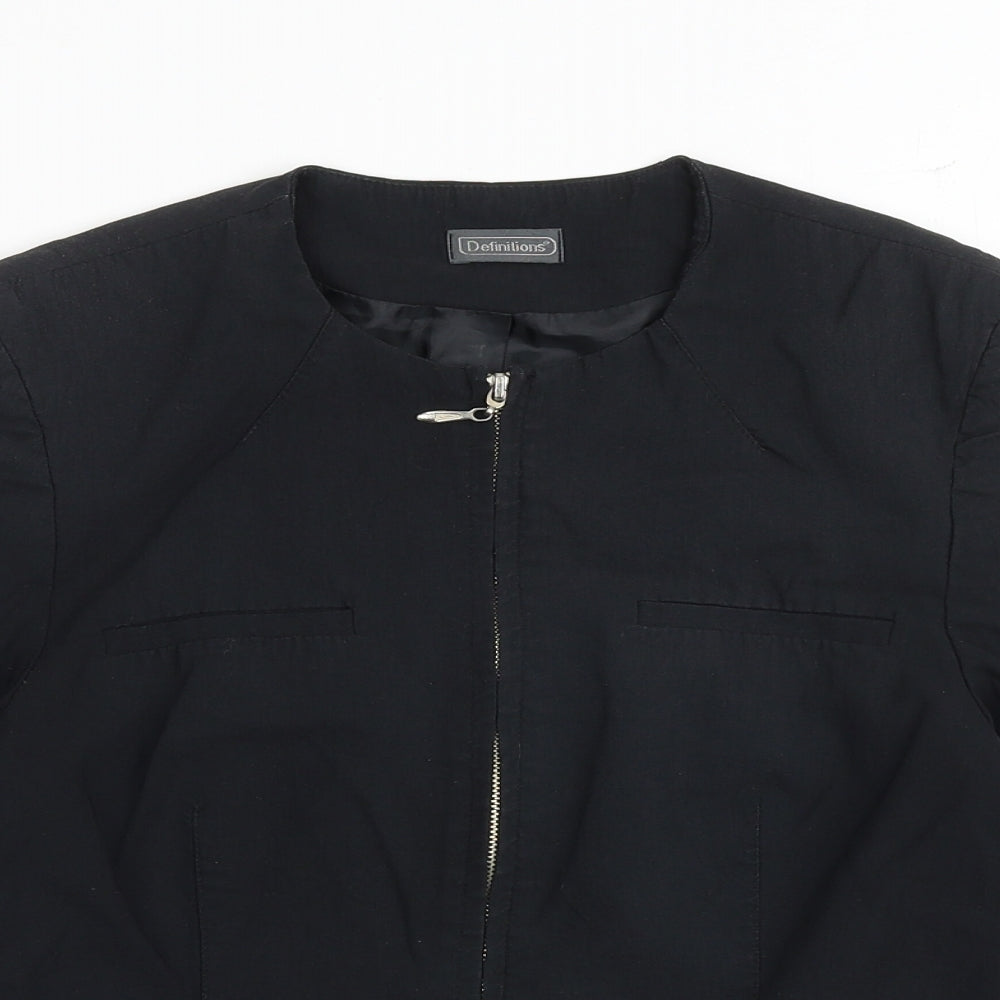 Definitions Womens Black Jacket Blazer Size 10 Zip