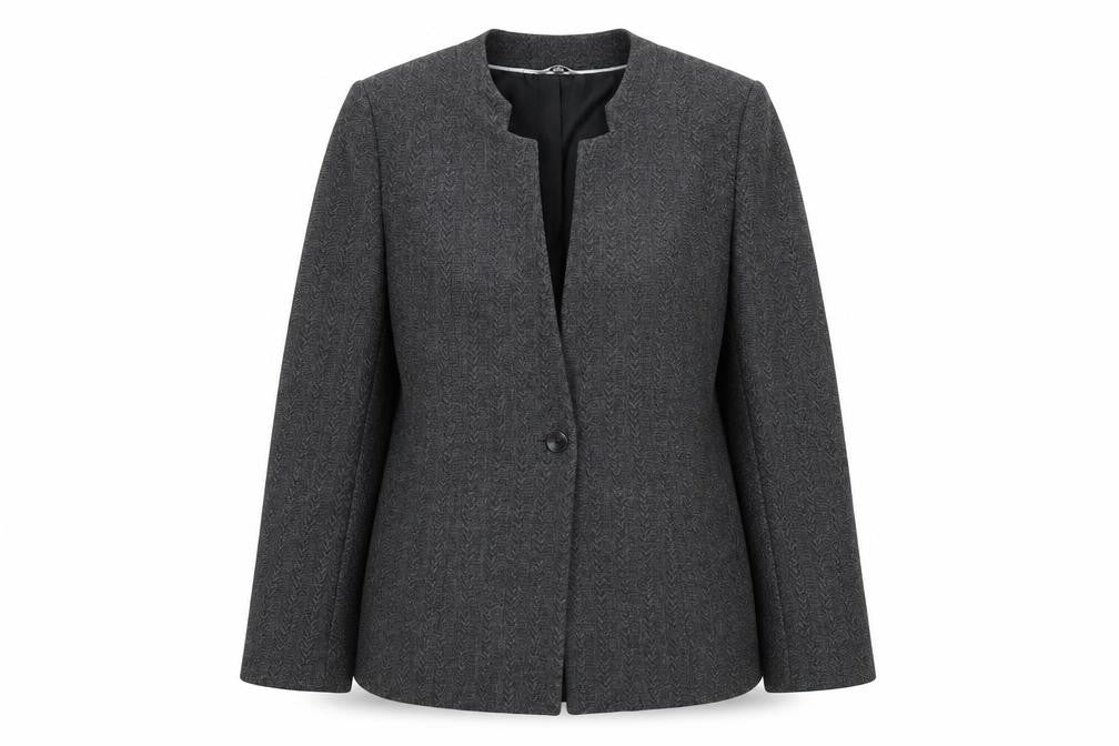 Klass Womens Grey Geometric Jacket Blazer Size 14 Button