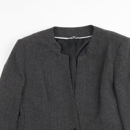 Klass Womens Grey Geometric Jacket Blazer Size 14 Button