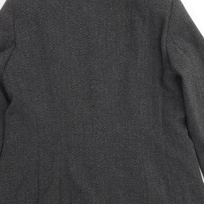Klass Womens Grey Geometric Jacket Blazer Size 14 Button