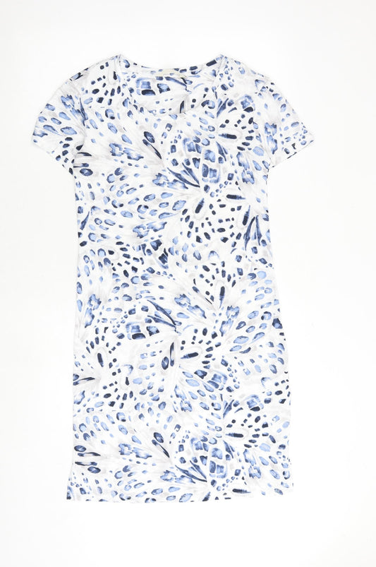 Marks and Spencer Womens Blue Geometric Cotton Top Dress Size XS