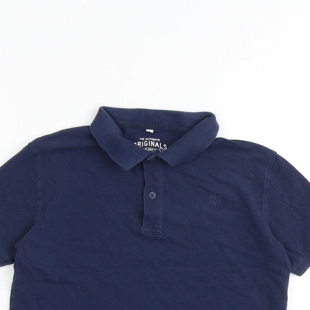 Marks and Spencer Boys Blue 100% Cotton Basic Polo Size 11-12 Years Collared Button