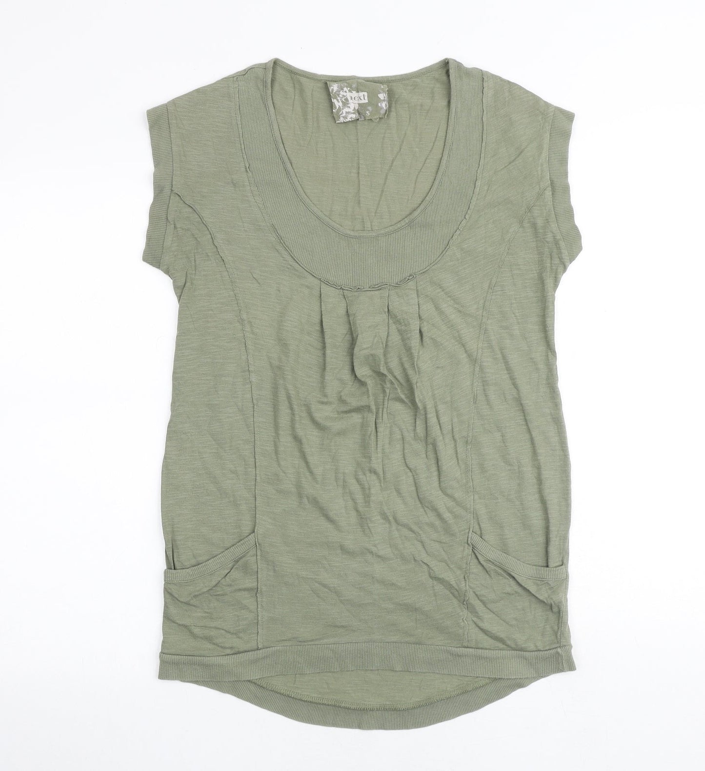 NEXT Womens Green 100% Cotton Tunic T-Shirt Size S Scoop Neck