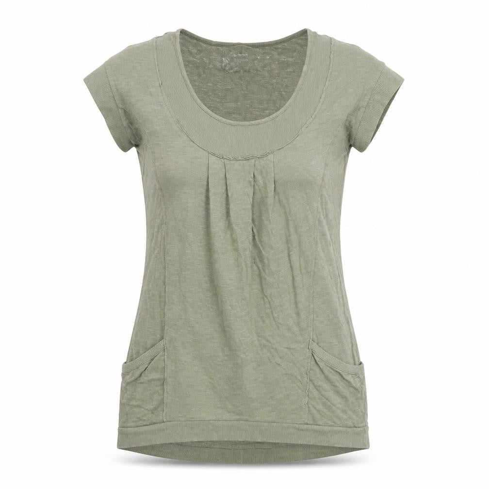 Next Womens Green 100% Cotton Tunic T-Shirt Size S Scoop Neck
