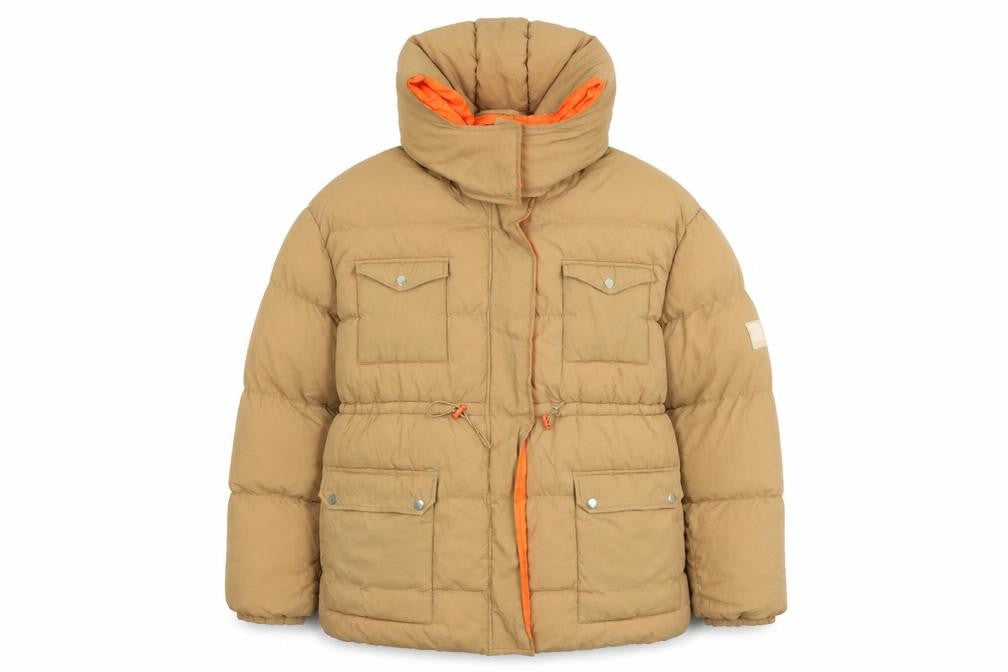 PRETTYLITTLETHING Womens Brown Puffer Jacket Jacket Size M Zip