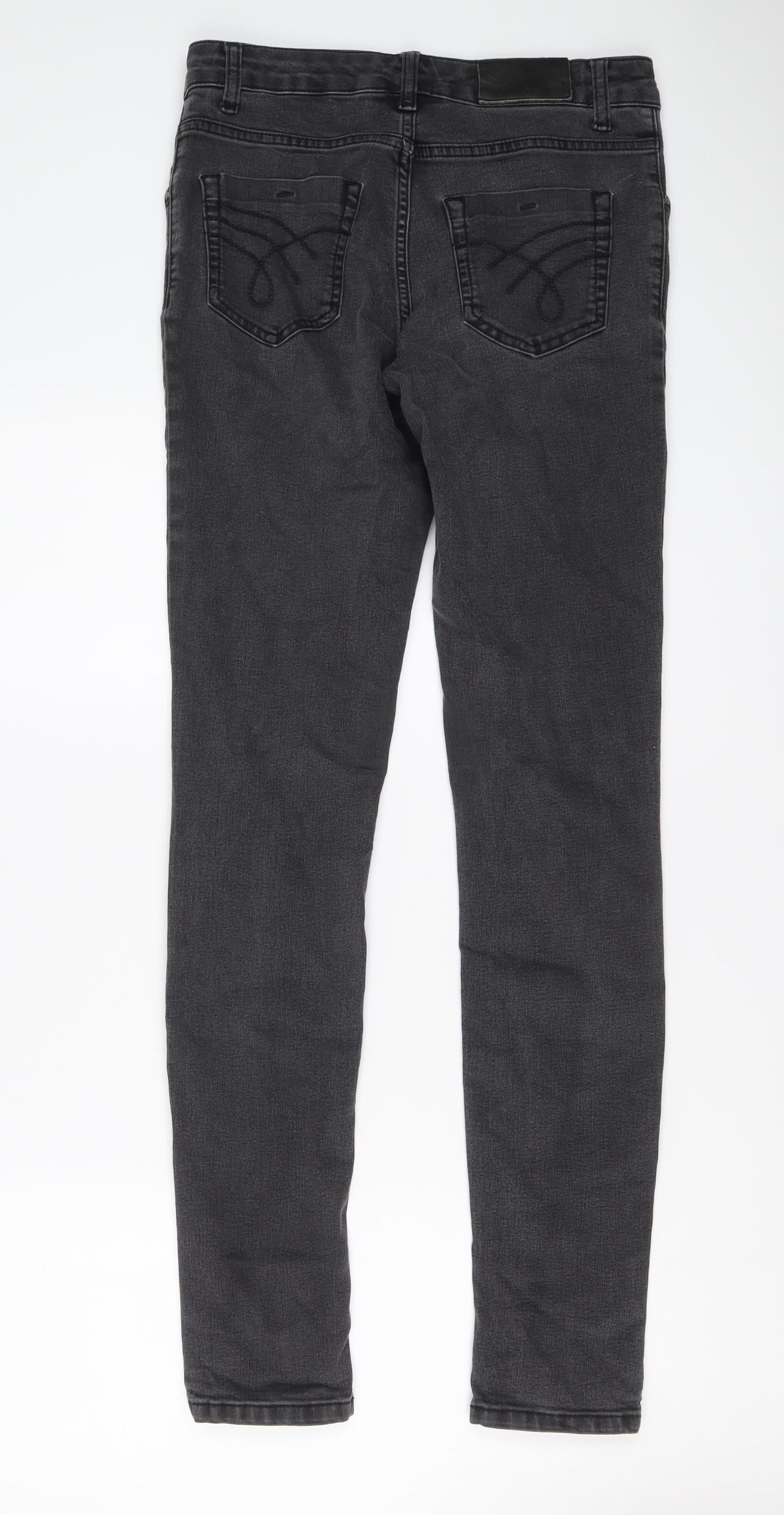 Oui Womens Grey Cotton Skinny Jeans Size 10 L31 in Regular Button