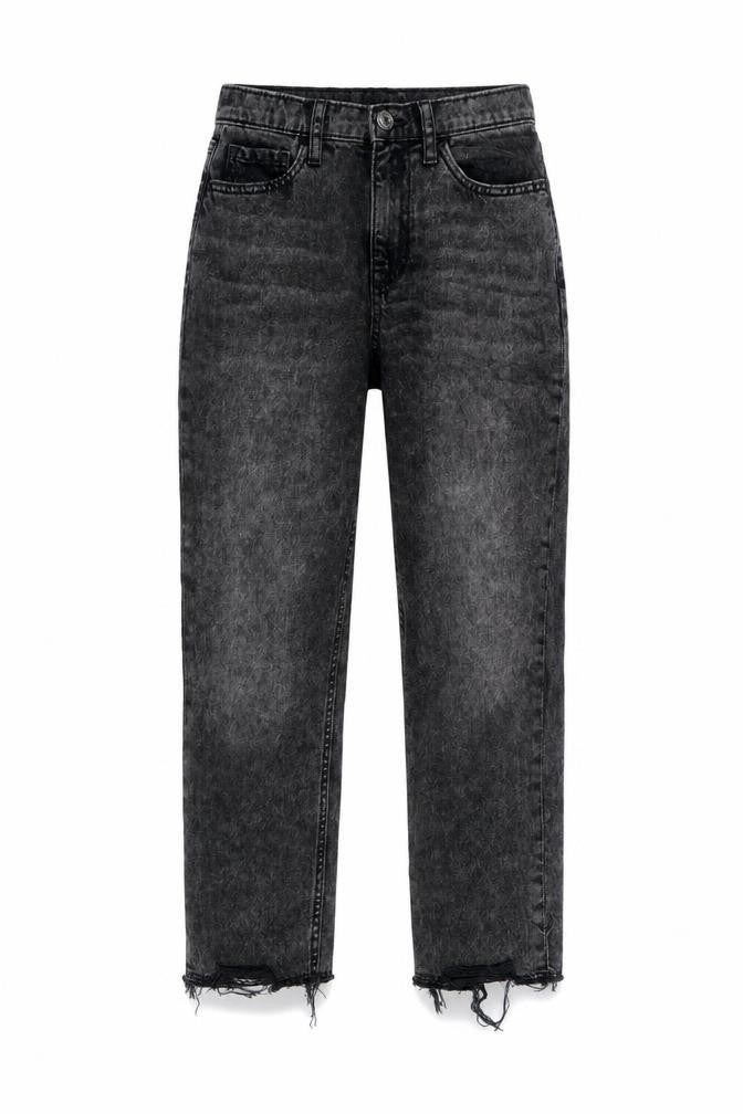 Gap Girls Grey Cotton Straight Jeans Size 12 Years Regular Button - Distressed