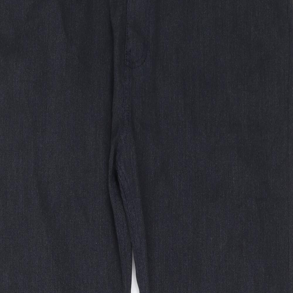 Marks and Spencer Womens Blue Cotton Trousers Size 38 L31 in Regular Button