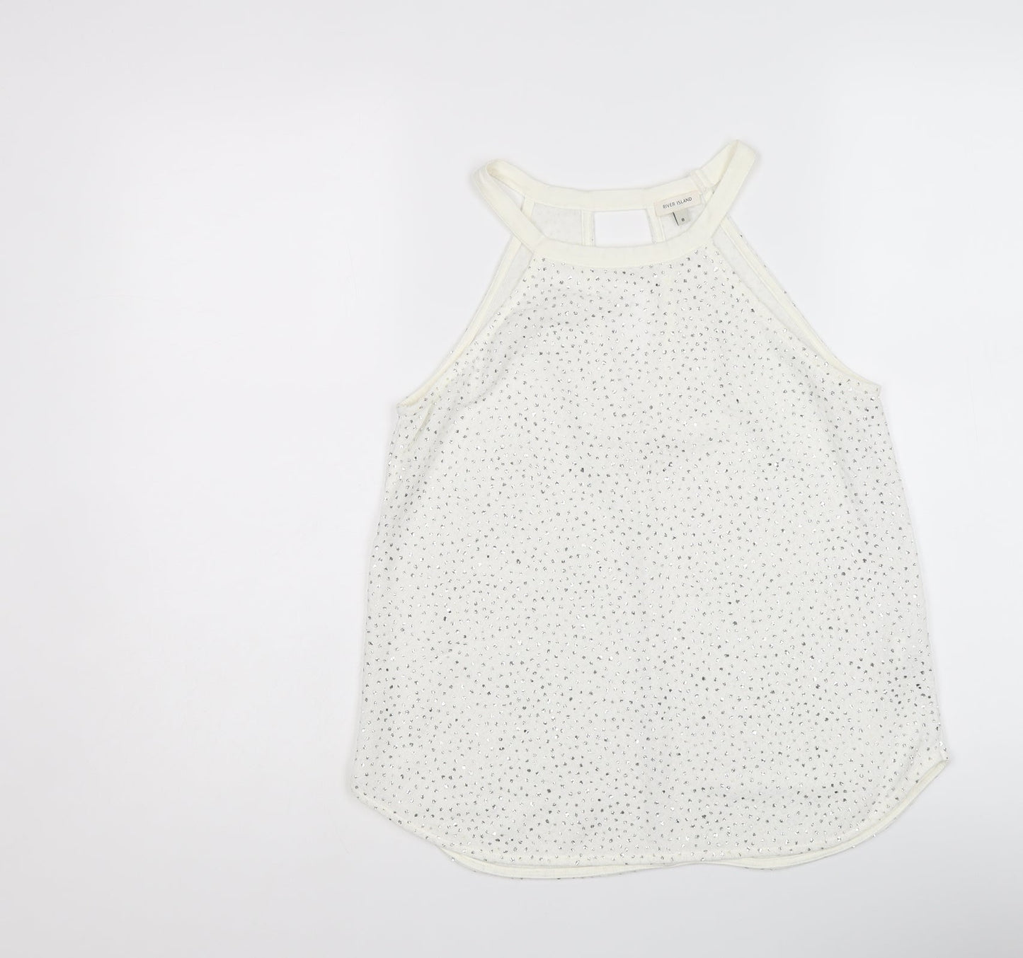 River Island Womens Ivory Polyester Basic Tank Size 8 Round Neck