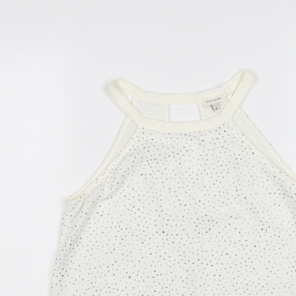 River Island Womens Ivory Polyester Basic Tank Size 8 Round Neck