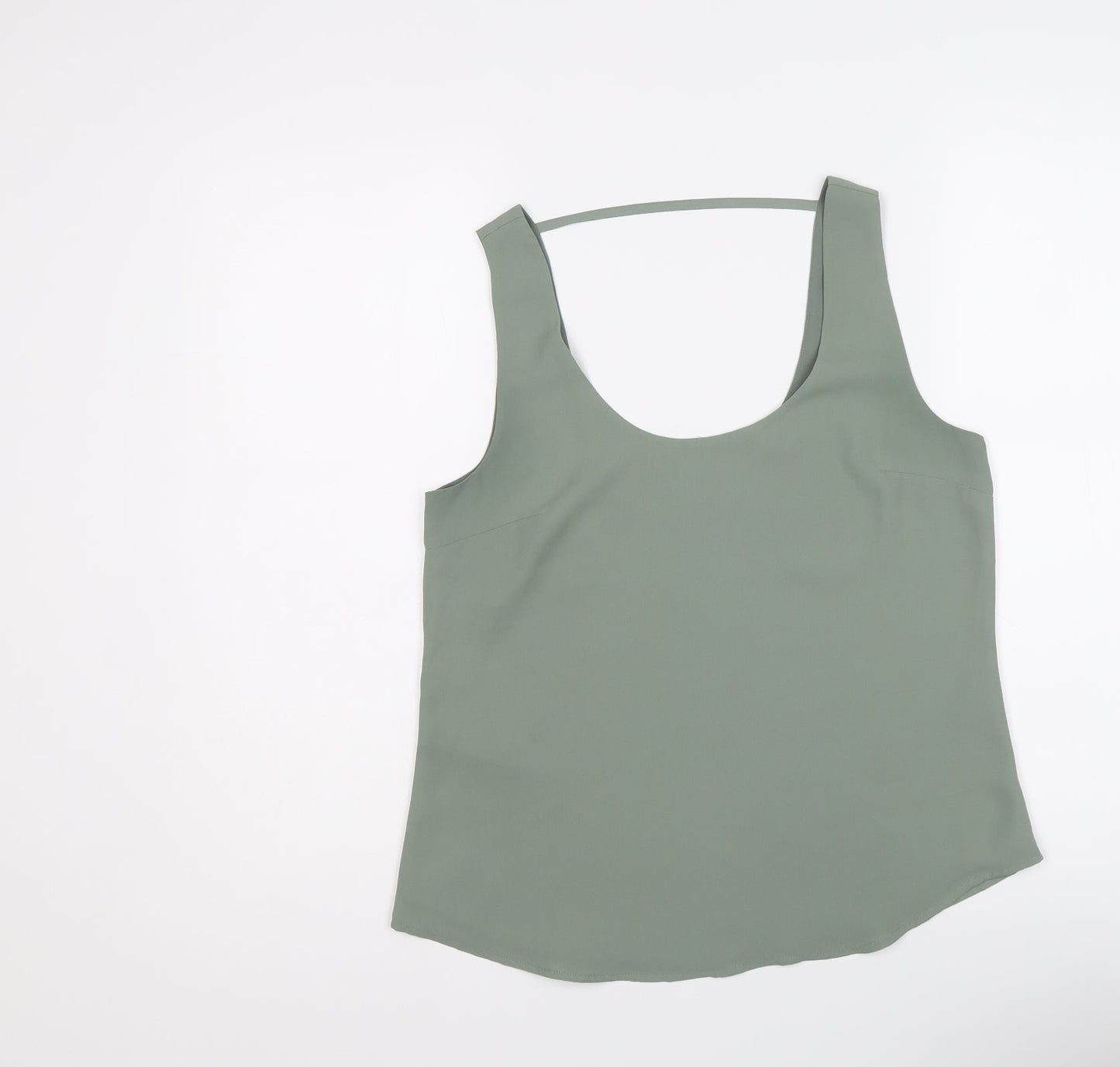 Oasis Womens Green Polyester Basic Tank Size 10 Round Neck