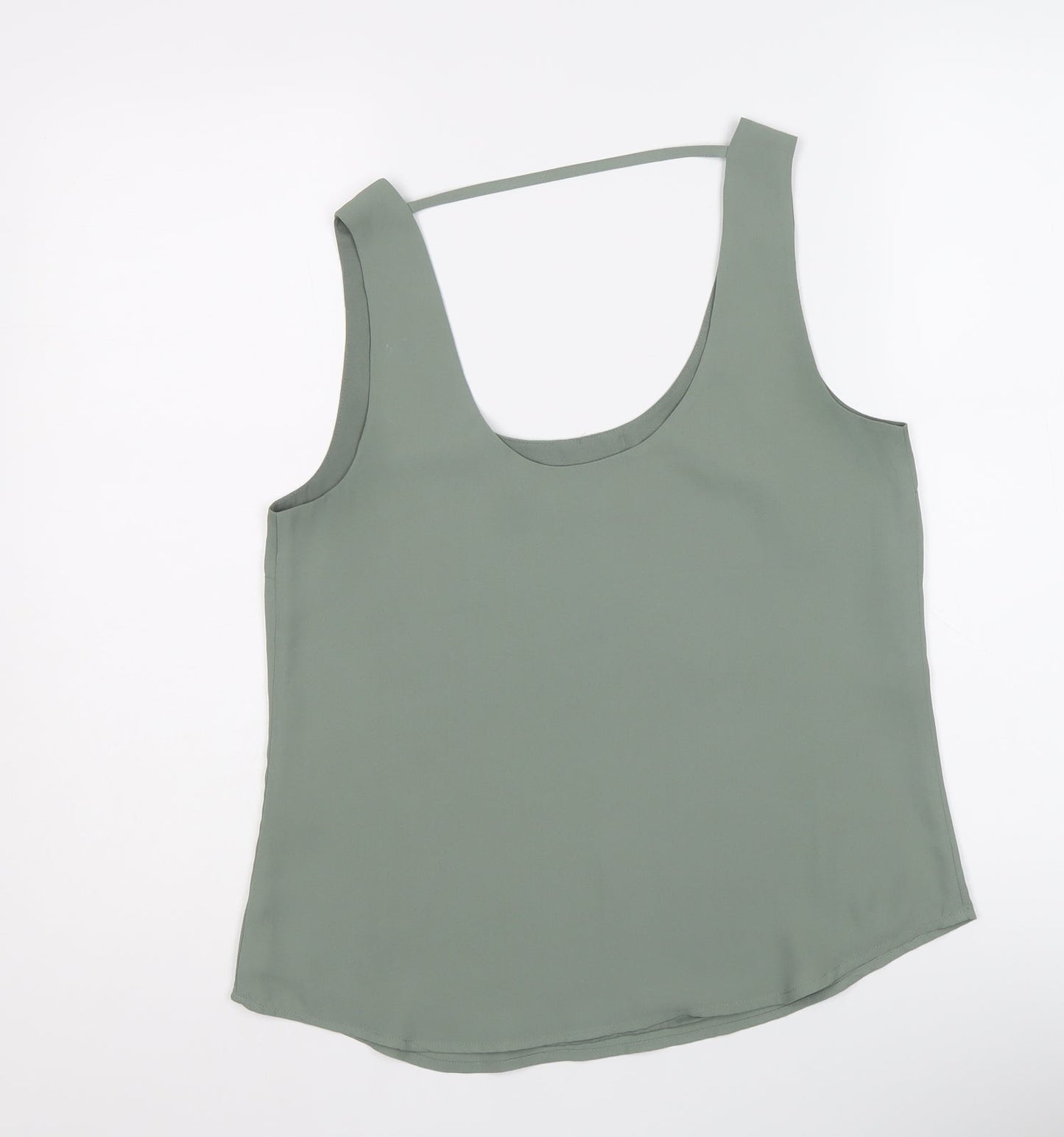 Oasis Womens Green Polyester Basic Tank Size 10 Round Neck