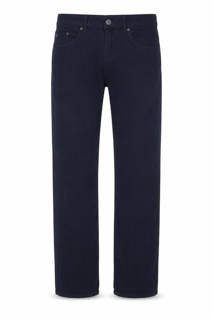 Front view of ESPRIT men’s blue cotton straight jeans, size 30, in, 32-inch leg regular button