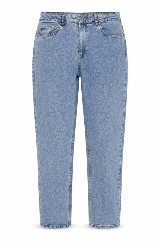 Denim & Co. Womens Blue Cotton Boyfriend Jeans Size 12 L26 in Regular Button