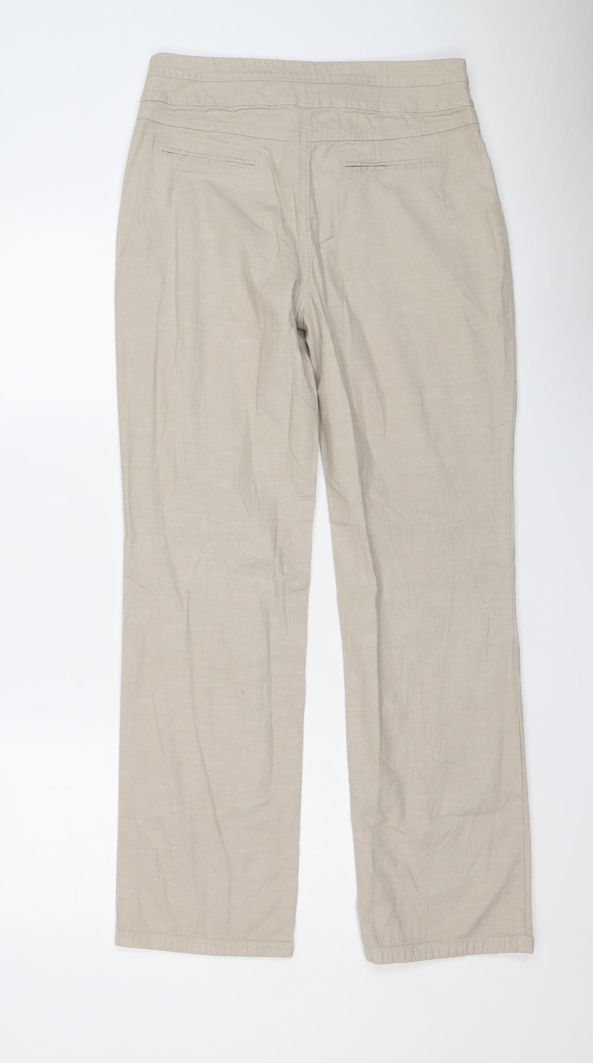 Per Una Womens Beige Cotton Carrot Trousers Size 10 L30 in Regular Button
