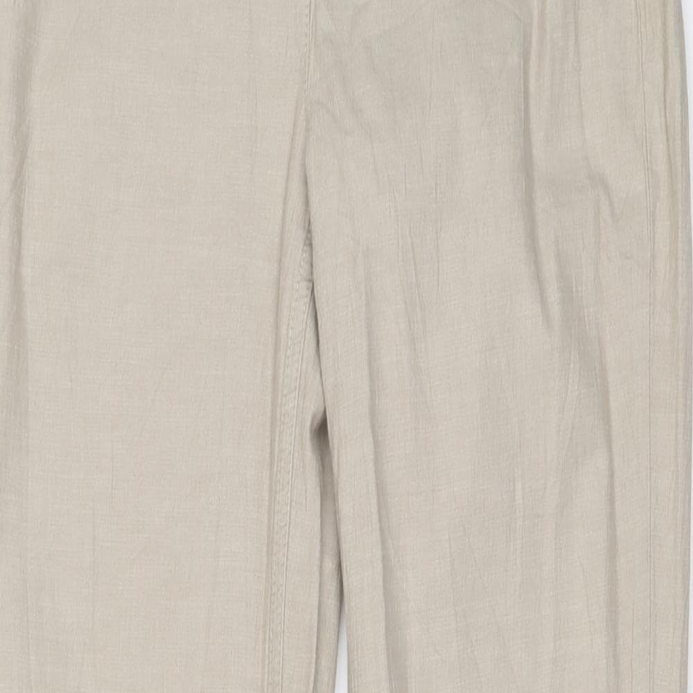 Per Una Womens Beige Cotton Carrot Trousers Size 10 L30 in Regular Button