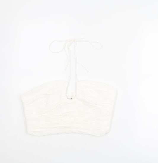 Zara Womens White Viscose Cropped Tank Size XL Halter