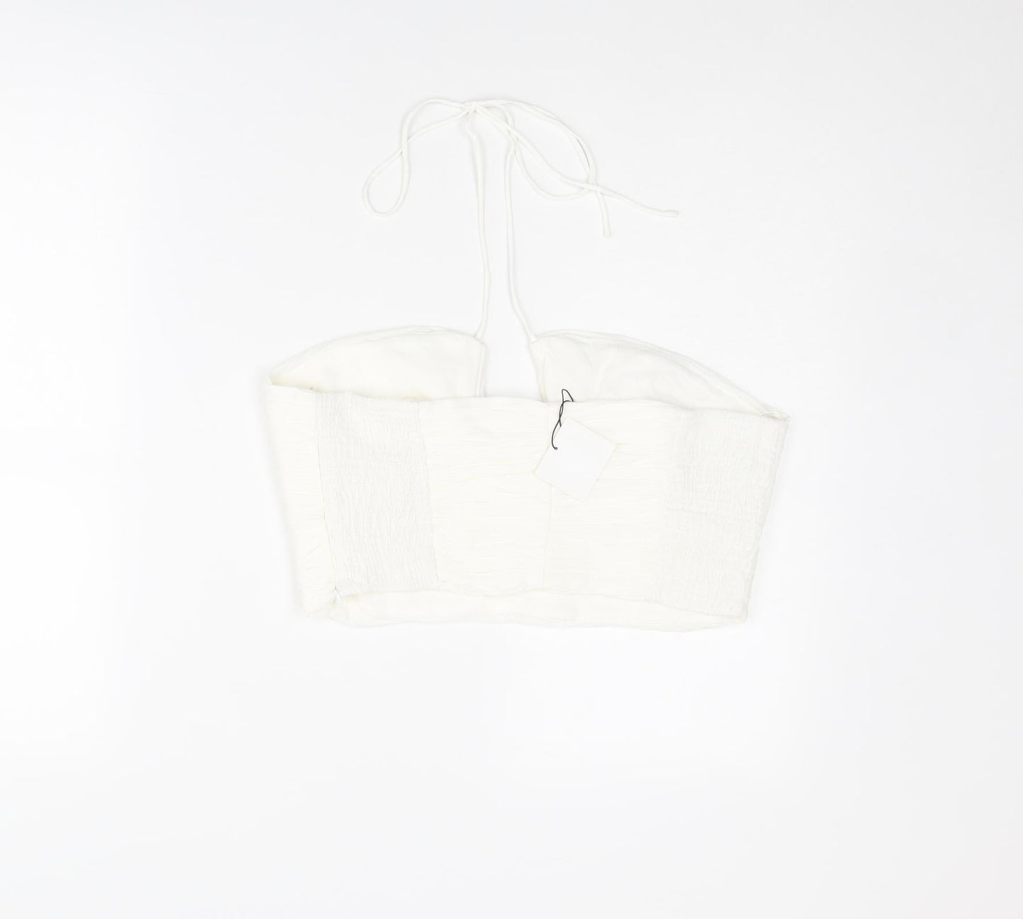 Zara Womens White Viscose Cropped Tank Size XL Halter