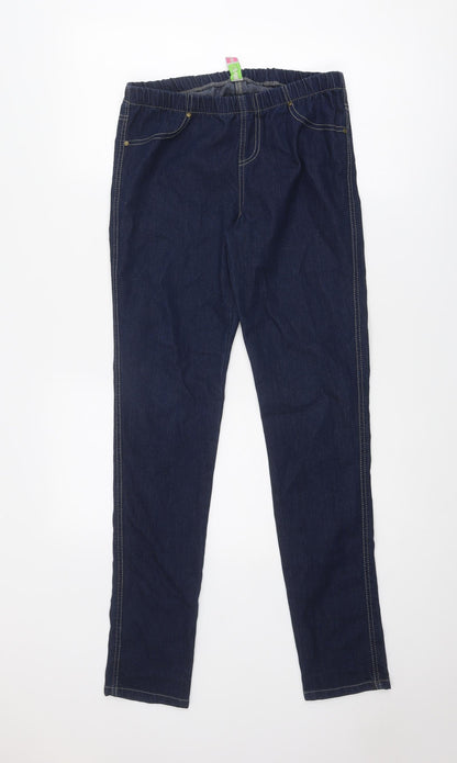 Additional front view of Denim & Co. women’s blue cotton jegging jeans, size UK 10, regular