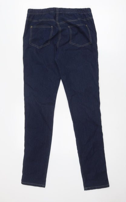Back view of Denim & Co. women’s blue cotton jegging jeans, size UK 10, regular