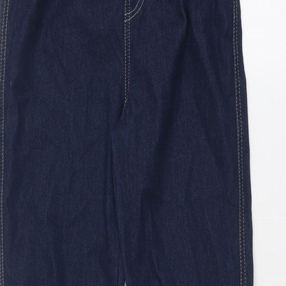 Close-up detail of Denim & Co. women’s blue cotton jegging jeans, size UK 10, regular
