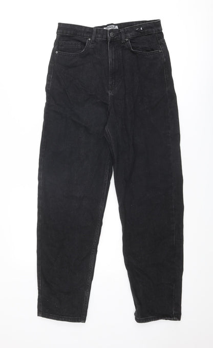 Additional front view of Only women’s black cotton mom jeans, size UK 28, in regular zip