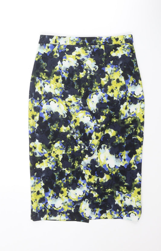 Warehouse Womens Multicoloured Geometric Polyester Straight & Pencil Skirt Size 6 Zip