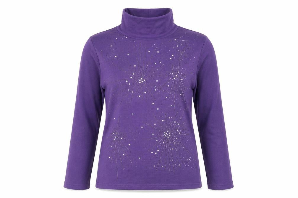 Auburn Womens Purple High Neck Polyester Pullover Jumper Size S