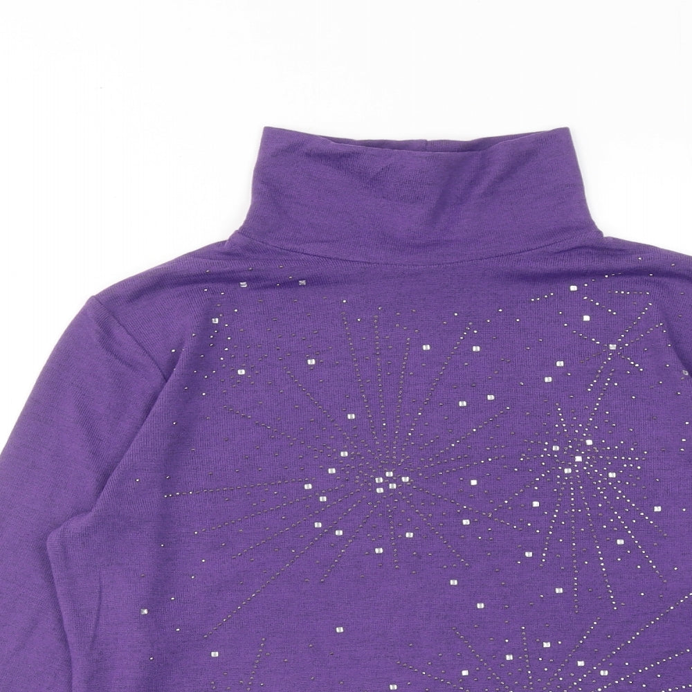 Auburn Womens Purple High Neck Polyester Pullover Jumper Size S