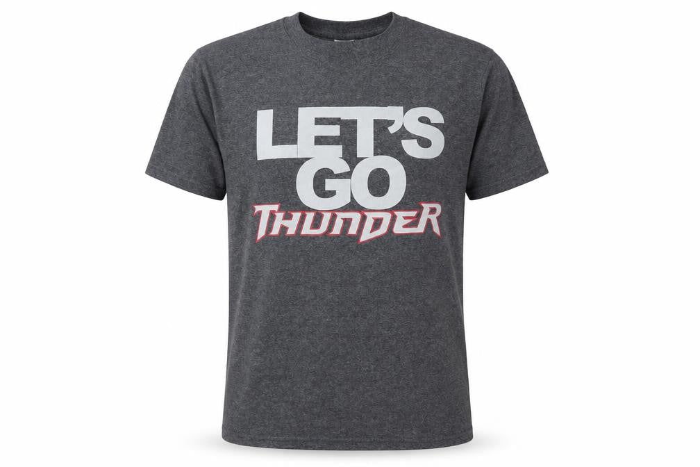 ATC Mens Grey Cotton T-Shirt Size S Round Neck - Let's Go Thunder