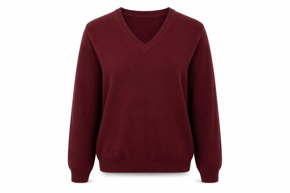 Yessica Womens Red V-Neck Acrylic Pullover Jumper Size XS