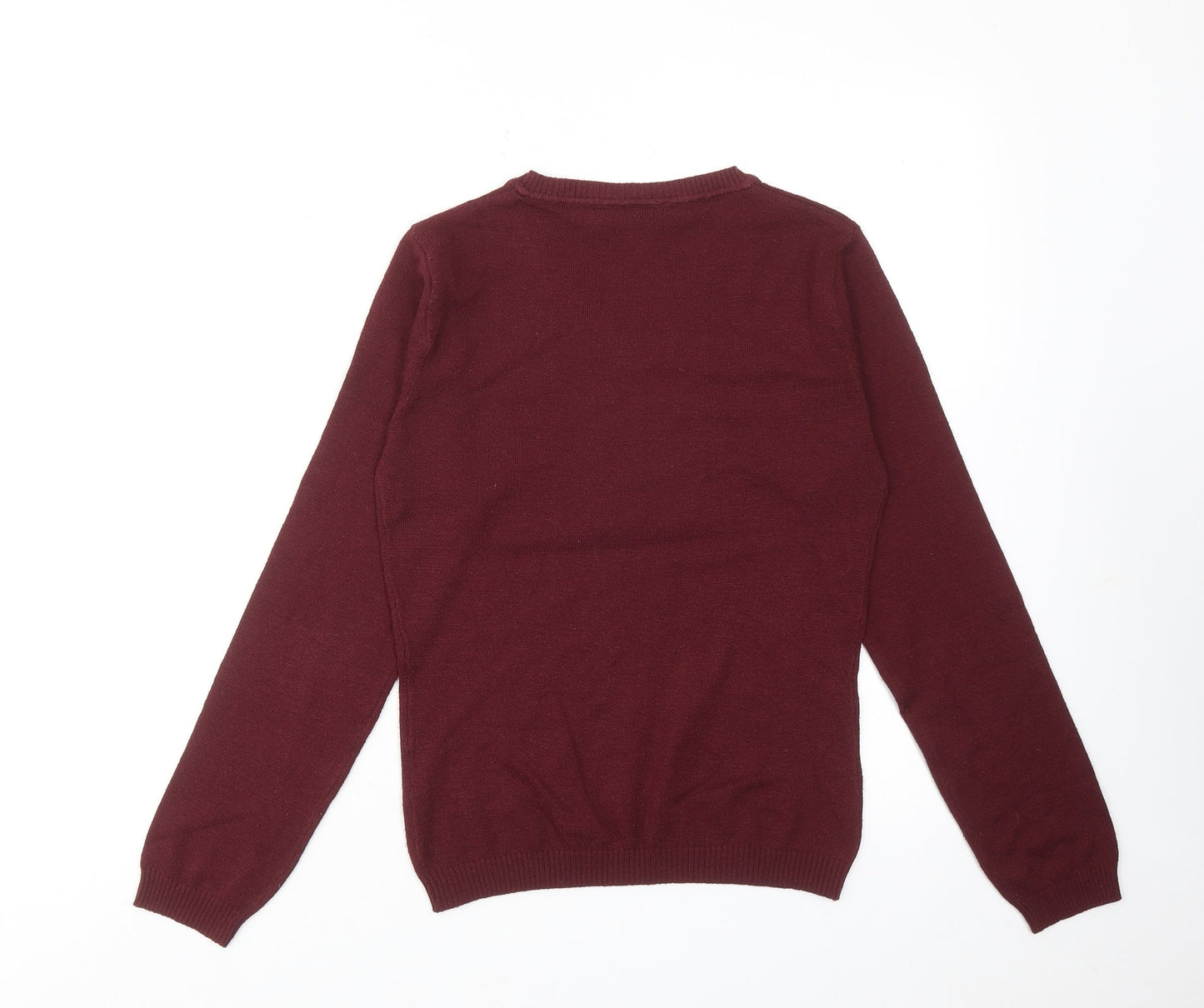 Yessica Womens Red V-Neck Acrylic Pullover Jumper Size XS