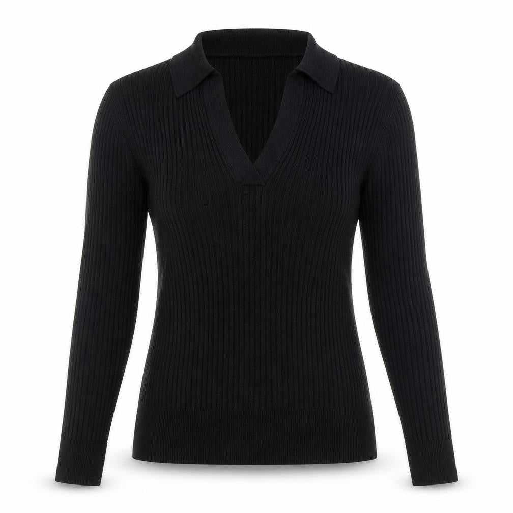 Marks & Spencer Womens Black Collared Viscose Pullover Jumper Size 8